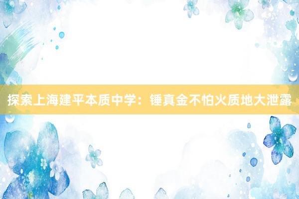 探索上海建平本质中学：锤真金不怕火质地大泄露